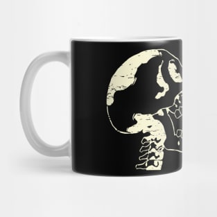 Singing Skull Retro White Distressed Line art Mug